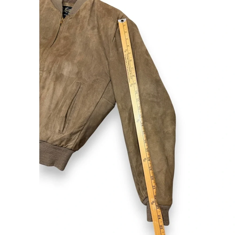 Sears Roebuck Bomber Jacket Mens 42 Tan The Leather Shop Suede Vintage 70s Talon